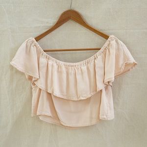 Pastel pink/cream colored crop top size medium